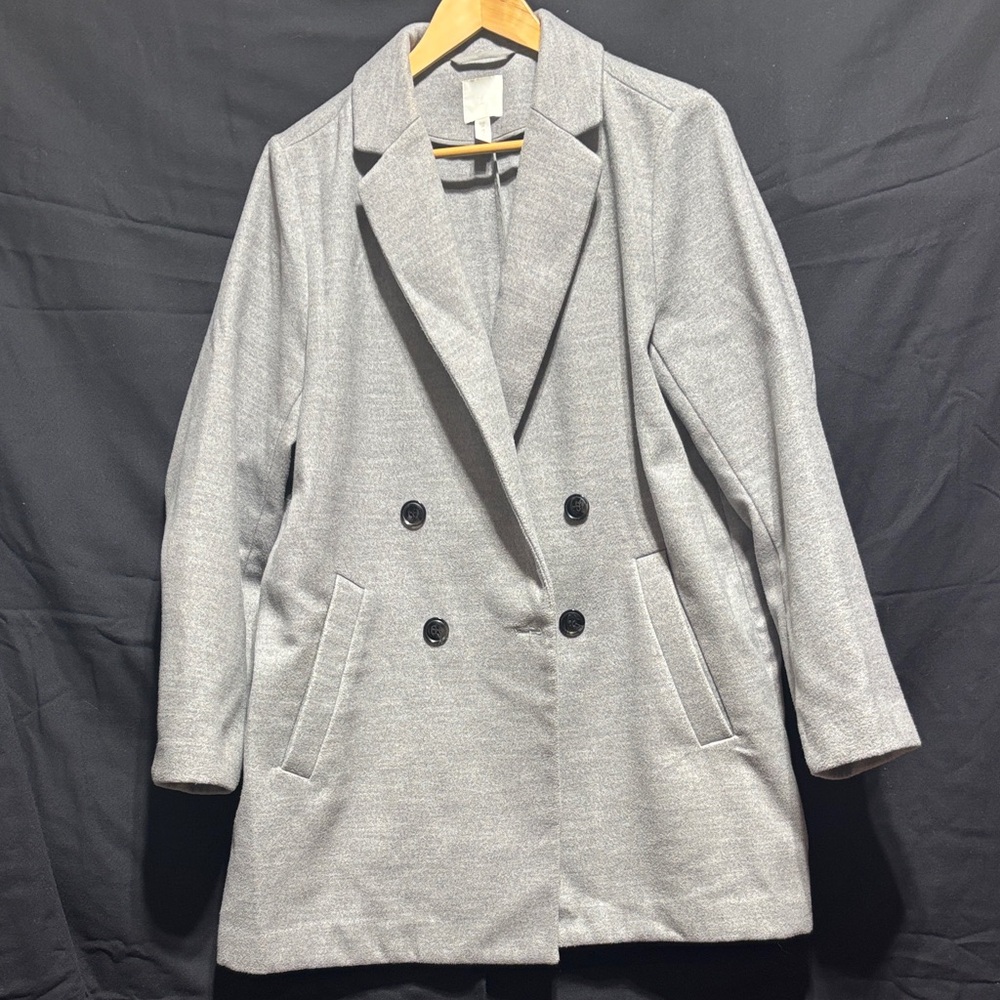 H&M Women's Stylish Light Gray Pea Coat